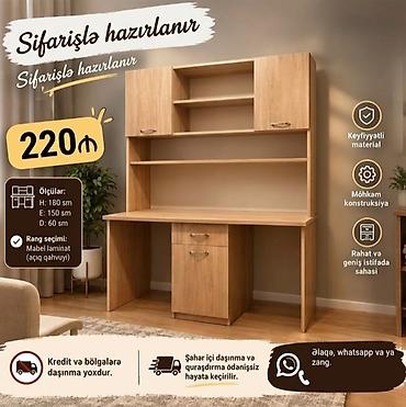 ustol: Düz masa, Polkalı, Siyirməli, Mat laminat, Kredit yoxdur — 1