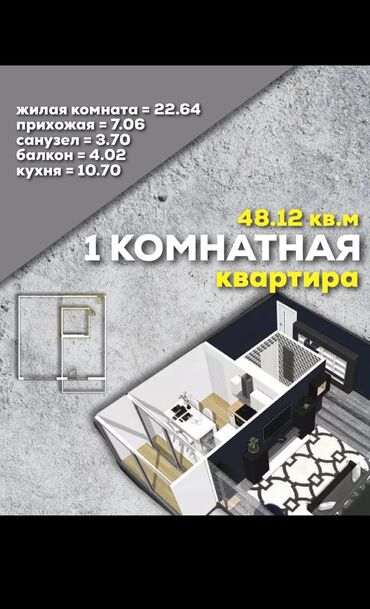 недостроенные дома: 1 комната, 48 м², 108 серия, 4 этаж, ПСО (под самоотделку)
