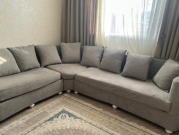 kunc diva: Künc divanı – L formalı, çoxoturacaqlı model - Rəng: neytral boz — 2