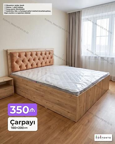 Ev və bağ: Çarpayı – 160×200 sm • Mexanizm: açılan, bazalı (alt hissə geniş — 1