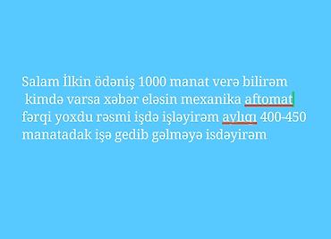kreditle masin qazel: Salam İlkin ödəniş 1000 manat ödəniş edə bilirəm aylıqıda 400-450 — 1