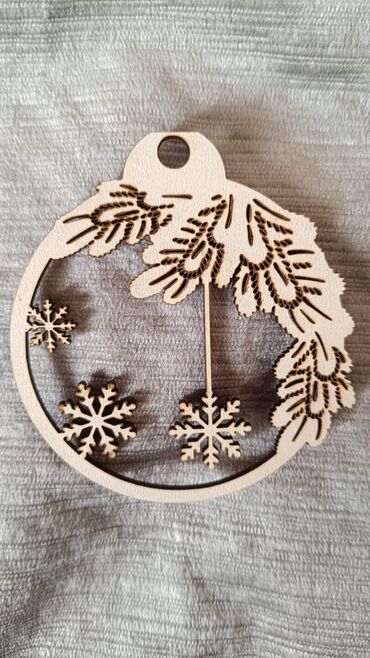 Yeni il oyuncaqları və bəzəkləri: Taxta Yeni il bəzək fiqurlarının dəsti - Material: təbii ağacdan — 6