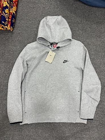 nike tech flece: Мужская толстовка, M, L, Nike, Новый, цвет - Серый, Самовывоз — 1