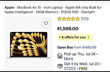 макбук эйр цена: Ультрабук, Apple, 24 ГБ ОЗУ, Apple M4, 15.4 ", Новый, Для работы, учебы, память SSD