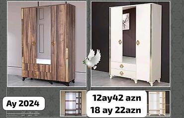 Yeni, 3 qapılı, Güzgülü, Ağ, Açılan, Düz dolab