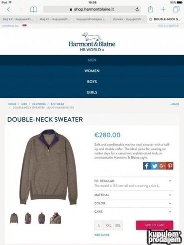 Duksevi: Original Harmont &Blaine duks XL 100% cotton Ramena 50cm, duzina — 13