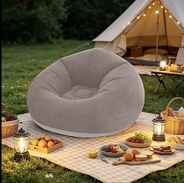 🛋️ Premium Flocked Şişmə Kreslo / Mini Divan Rahatlıq + yumşaq
