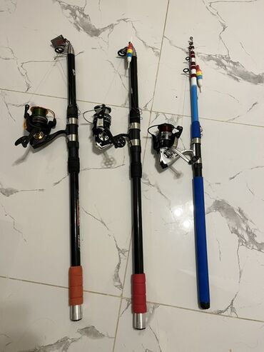 akustik gitara simi: Balıqçılıq dəstləri - 3 ədəd teleskopik qarmaq (iki ədəd qara, bir at lalafo.az akustik gitara simi: Balıqçılıq dəstləri - 3 ədəd teleskopik qarmaq (iki ədəd qara, bir