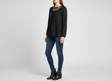 czarne bluzki basic z długim rękawem: Women's blouse, size S