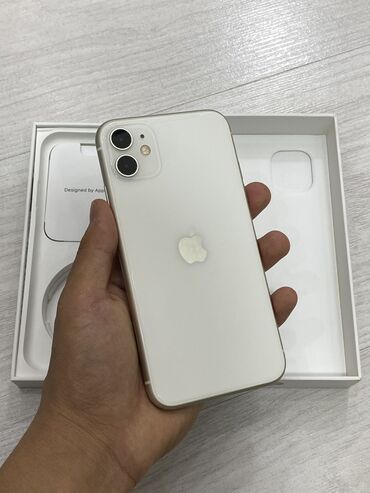 Apple iPhone: IPhone 11, Б/у, 128 ГБ, Белый, Чехол, Коробка, 74 %