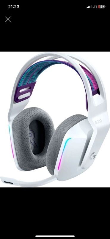 игровые наушники для телефона: Игровая беспроводная гарнитура Logitech G733 (белая) - Легкая
