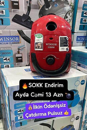 winsor tozsoran: Winsor tozsoran – 3200W güc - Yuyula bilən parça toz torbası - — 1