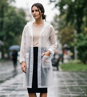 Women's Raincoats: Ženska prozirna kišna kabanica sa kapuljačom - Materijal: lagani — 1