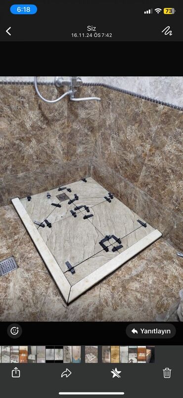 Duş poddonları: Duş gövdəsi/qabının hazırlanması – keramika və mərmər plitələrdən — 3