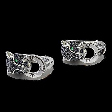 для карт: Серьги в белом золоте Cartier с черными бриллиантами и изумрудами — 1