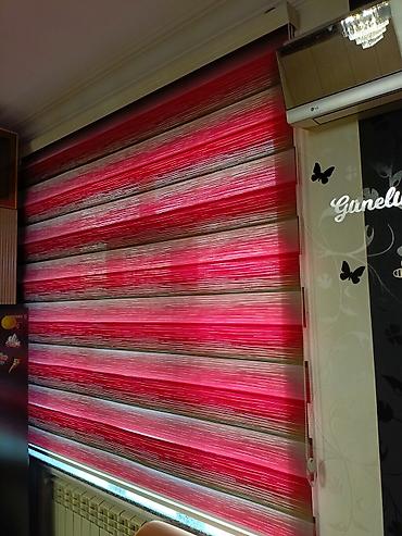 parca satisi: Zebra tipli pərdə – qırmızı, bej və ağ zolaqlı dizayn - İkili qat — 2