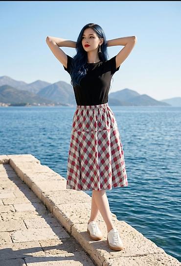 Suknje: Ženska midi suknja sa A-krojem i elastičnim pojasom - Dužina: midi — 15