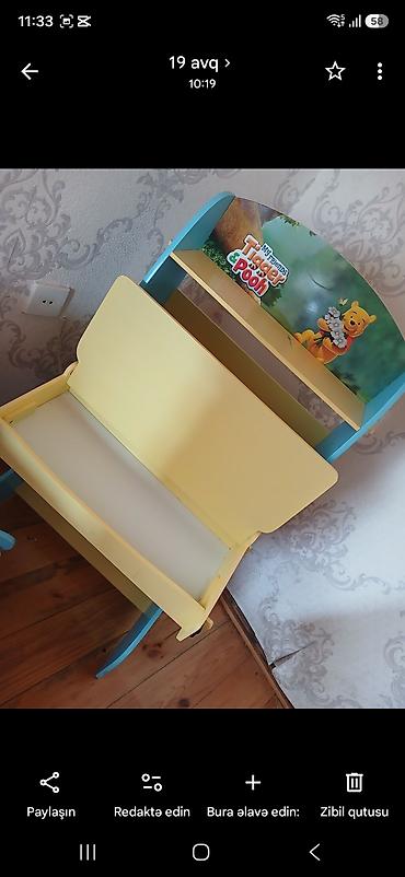 uşaq ucun maqnit lovhə: Uşaq üçün yazı-masa və stul dəsti - Mövzu: Winnie the Pooh (My — 4