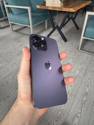 Apple iPhone: IPhone 14 Pro Max, Б/у, 256 ГБ, Deep Purple, Защитное стекло, Чехол, Коробка, 87 %