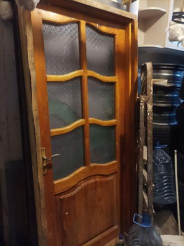 mate: Taxta iç qapı – şüşəli dizayn - Material: təbii ağac (rəngi bal/qoz — 2