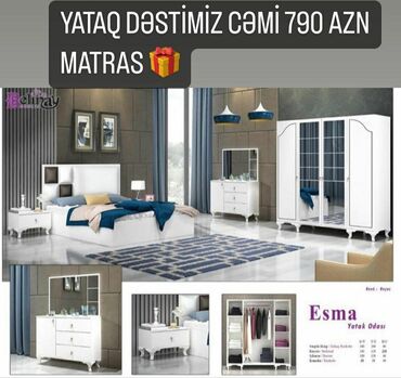 Yataq otağı dəstləri: İkinəfərlik çarpayı, Dolab, Termo, 2 tumba, Azərbaycan, Yeni — 23