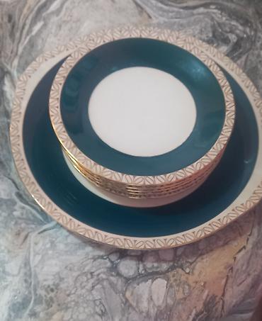 dolcezza solje za caj: Tanjiri,Engleski porcelan,12 roze i set za tortu. Tanjir dubok,komad — 3