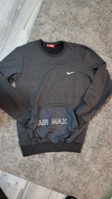 air max command black: Sweatshirt, XL (EU 54), Nike, color - Grey, With a kangaroo pocket
