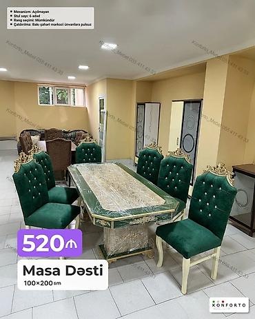Masa Dəsti – 100×200 sm - Mexanizm: Açılmayan - Stul sayı: 6 ədəd - lalafo.az -da Masa Dəsti – 100×200 sm - Mexanizm: Açılmayan - Stul sayı: 6 ədəd -