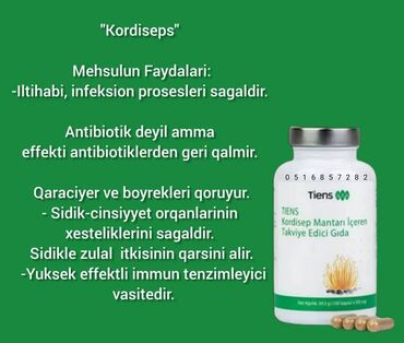 leen vitamin tərkibi: "Kordiseps" Mehsulun Faydalari: -Iltihabi, infeksion prosesleri