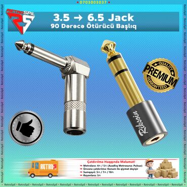 kablo: 3.5mm / 6.35mm Audio Adapter AUX Kabel / AUX Cevrici / AUX Başlıq / 90