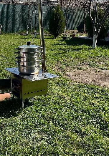 садовый туалет: Универсальная походная печь с дымоходом и пароваркой - Компактная — 1