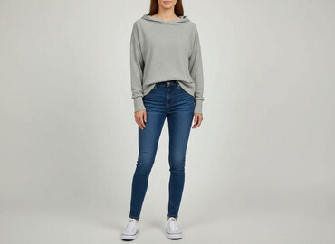 szara bluza z kapturem cropp: Кофта з каптуром жіноча, розмір M