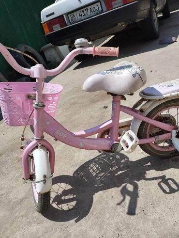 велосипед трехколесный детский: Коляска, цвет - Розовый, Б/у