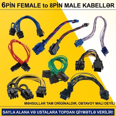 monitor kompüter: Kabellər "6PİN FEMALE to 8PİN MALE Original" SAYLA ALANA VƏ USTALARA