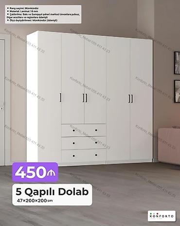 Mebel: 5 qapılı geyim dolabı – 47×200×200 sm Xüsusiyyətlər: - Material: 18 — 1