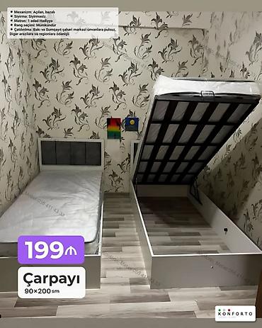 Çarpayı – 90×200 sm - Mexanizm: açılan, bazalı (yuxarı qalxan qapaqla lalafo.az -da Çarpayı – 90×200 sm - Mexanizm: açılan, bazalı (yuxarı qalxan qapaqla