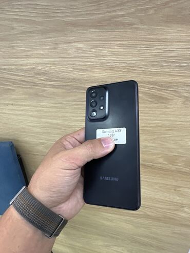 карманный компьютер: Samsung Galaxy A33, Б/у, 128 ГБ, цвет - Черный, 2 SIM