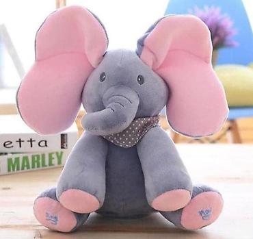 elpida haljine: 🐘 Plišani muzički slon koji maše ušima – roze boja Preslatki plišani — 1