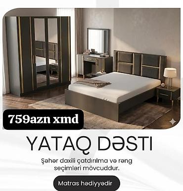 dəmir carpayı: Yataq Dəsti - Komplekt: 4 qapılı şkaf (güzgülü orta qapılar) — 1