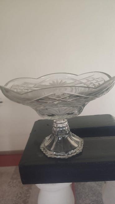 kasmetika qabi: Şüşə/kristal ayaqlı meyvə və şirniyyat qabı 1 eded - Material: şəffaf — 3