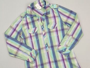 bluzka pudrowy róż długi rękaw: Shirt 8 years, condition - Good, pattern - Cell, color - Green