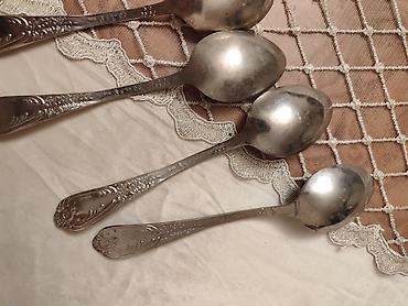Süfrə ləvazimatları: Antik metal qaşıqlar dəsti, çatdırılma var - Sayı: 6 ədəd - — 4