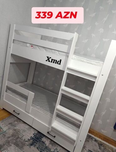 uwaq masini: İki mərtəbəli uşaq çarpayısı – 339 AZN. - Rəng: ağ - Material: taxta