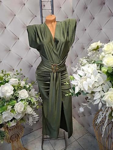 midnight dior: Elegantna ženska haljina midi dužine sa preklopom - Kroj: preklopni — 2