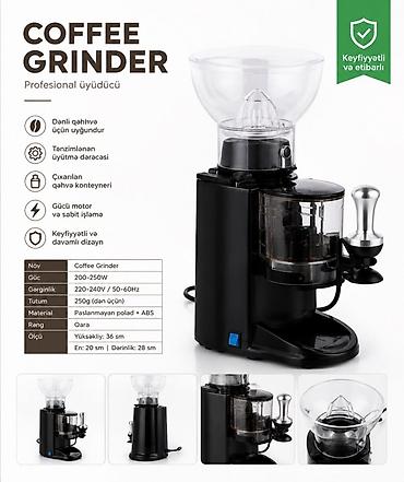 200 hz: Peşəkar Coffee Grinder – qəhvə dənələri üçün üyüdücü Xüsusiyyətlər: - — 1