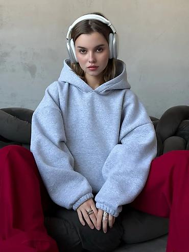 Худи, На флисе, Оверсайз, Укороченная модель, Made in KG, Новый, XS, S, M