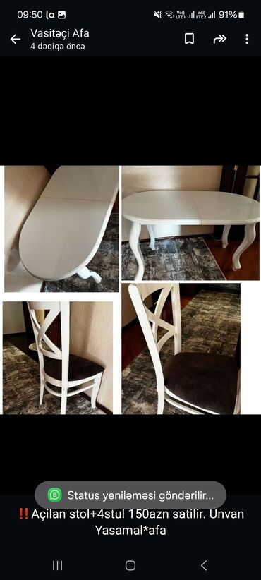stol satisi: ‼️Açilan stol+4stul 150azn satilir. Ünvan Yasamal*afa