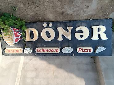 doner reklamları: Dönər, Tantuni, Lahmacun və Pizza üçün reklam lövhəsi. isigli 900 — 2