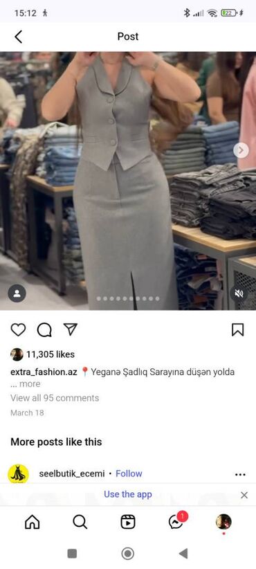 Satıram bu dəstdən 1defe geynilib 42manata almışam 23manata satıram