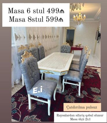 Masa və oturacaq dəstləri: Qonaq otağı üçün, Yeni, 6 stul